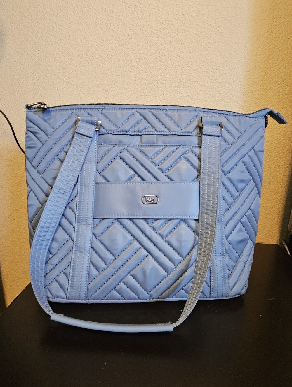 Baggallini Light Blue Quilted Tote with Front Pocket